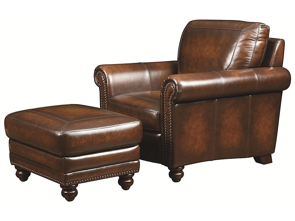 leather sofa chair and ottoman in beighe